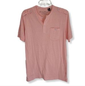 Lions Crest by English Laundry Shirt Men's Henley Short Sleeve Pink Peac…